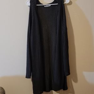Say What long, open front cardigan, dark gray